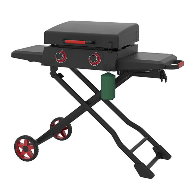 2-Burner Propane Gas Griddle with Foldable Cart (side)