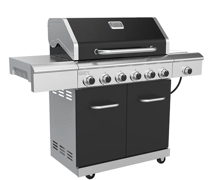 6-Burner Natural Gas Grill with Ceramic Searing Side Burner (side)